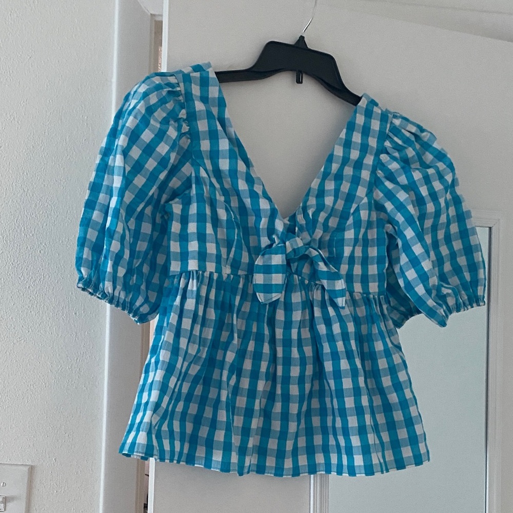 Lilly Pulitzer Serafina Turquoise Oasis Crinkle Top Size 00